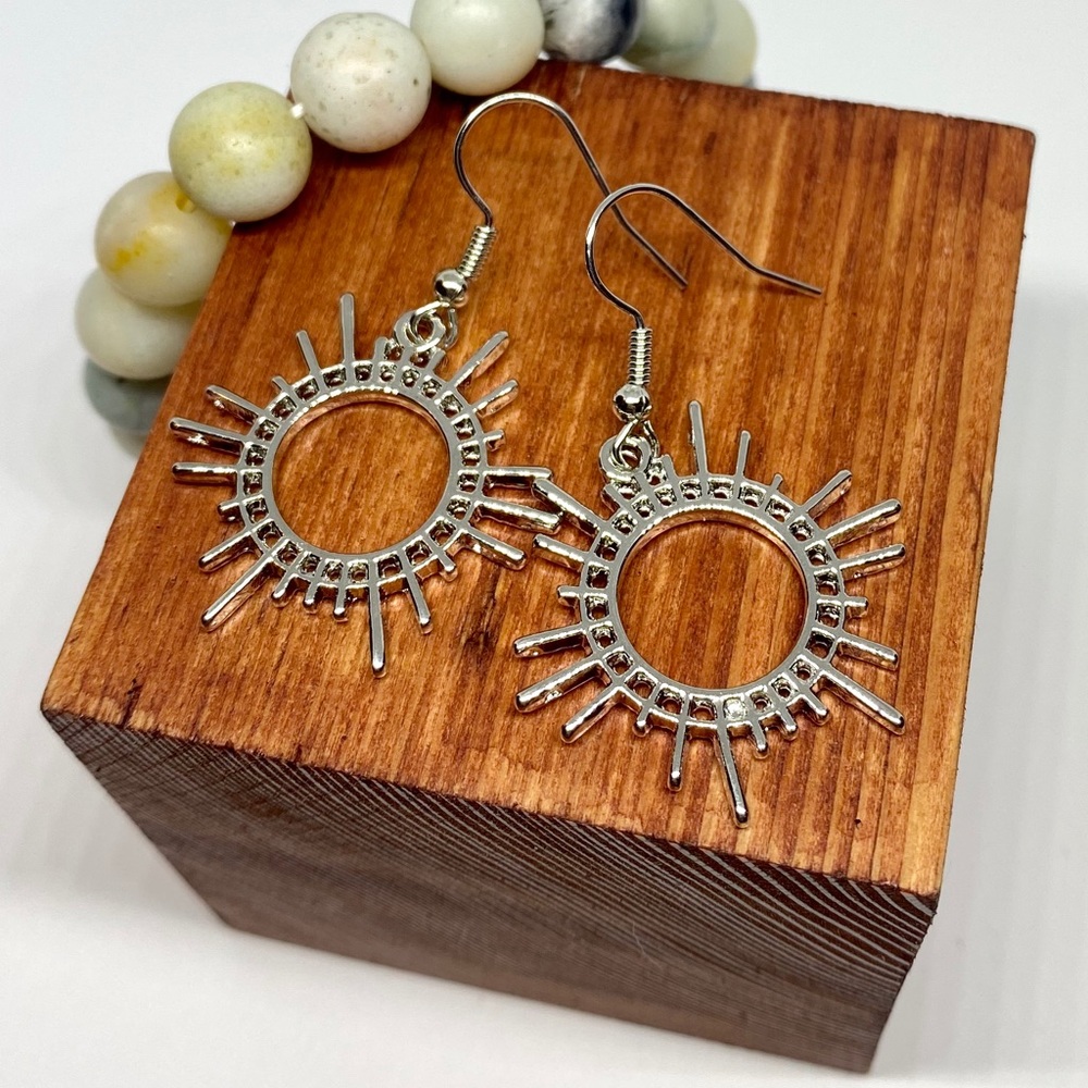 Silver Sunburst Earrings